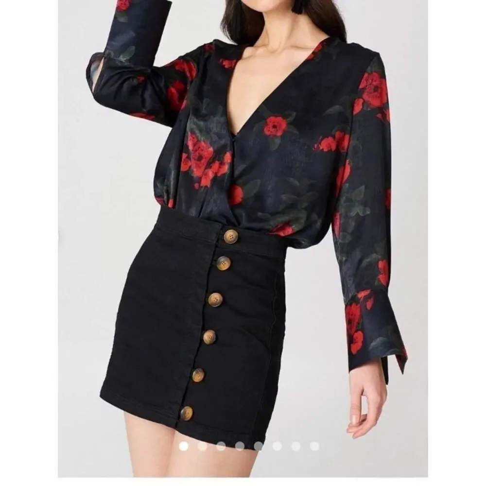 Free People Little Daisies Side Button Skirt
